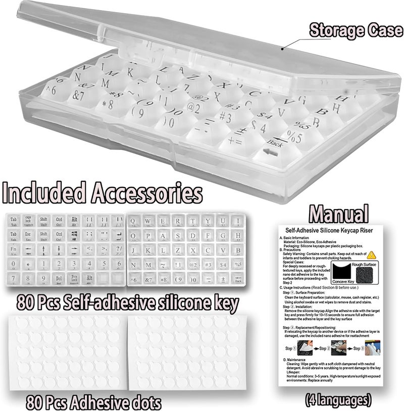 Zooplan 80 Pcs PC Keyboard Stickers for Long Nails Typing and Gaming, ​​Anti-Damage Symbolic and Alphanumeric Keys for Nail-Art (Translucent) - Image 3